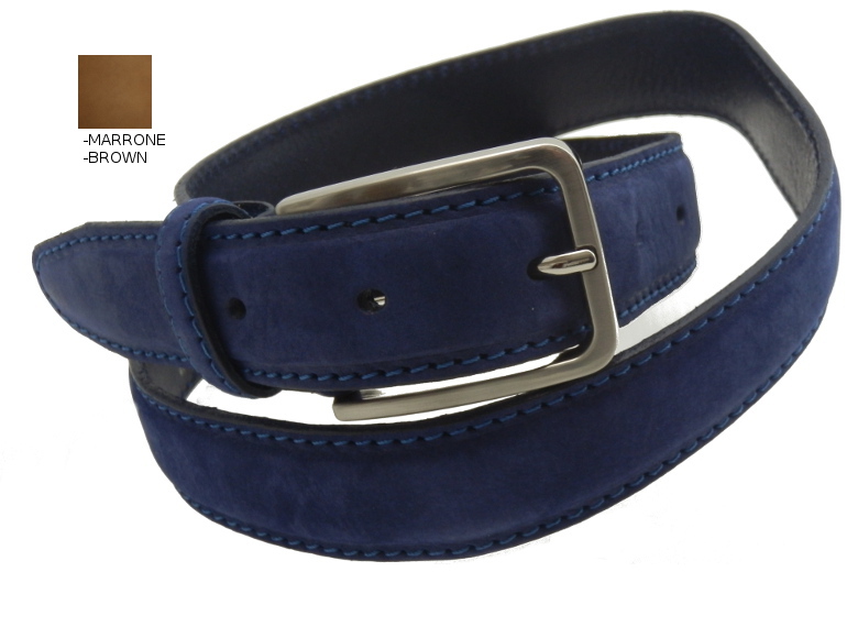 Cintura Pelle in Nabuk - Marrone - 35mm